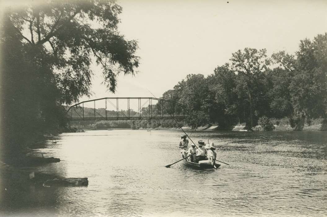 trees, correct date needed, Iowa, Leisure, boat, Lakes, Rivers, and Streams, fishing, bridge, Washington, IA, history of Iowa, Adam, Susan, Iowa History