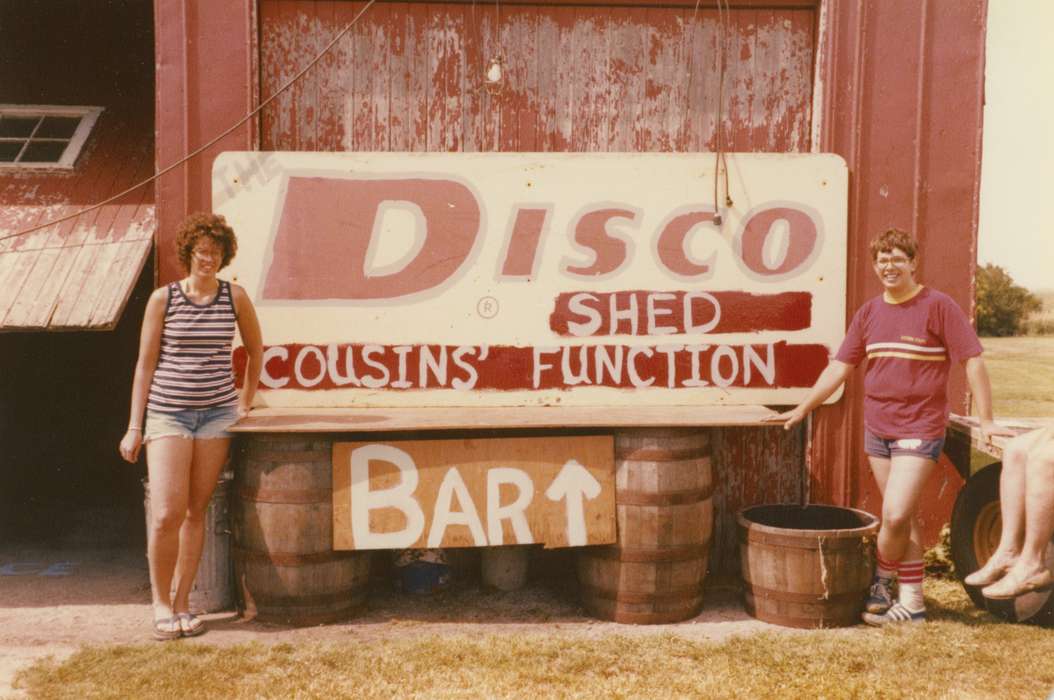 disco, history of Iowa, Farms, Barns, Iowa, Mickelson, Rose, hairstyle, Iowa History, Belmond, IA, bar, Portraits - Group