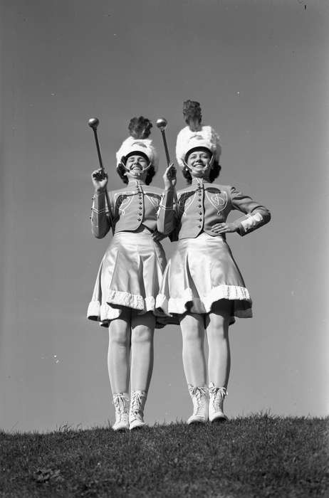 Portraits - Group, Iowa History, Iowa, Schools and Education, band uniform, university of northern iowa, iowa state teachers college, uni, UNI Special Collections & University Archives, Cedar Falls, IA, history of Iowa, baton