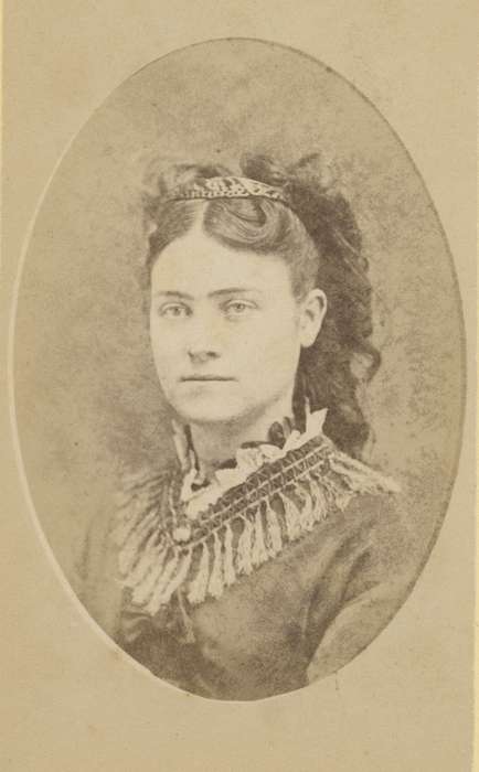 Oskaloosa, IA, history of Iowa, carte de visite, Iowa History, woman, ribbon, Iowa, Olsson, Ann and Jons, curls, Portraits - Individual