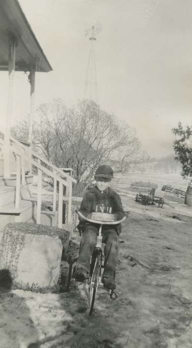 Food and Meals, cake, Iowa, bike, Children, Portraits - Individual, Ossian, IA, Kleppe, Leslie, bicycle, Farms, history of Iowa, Holidays, birthday, Iowa History