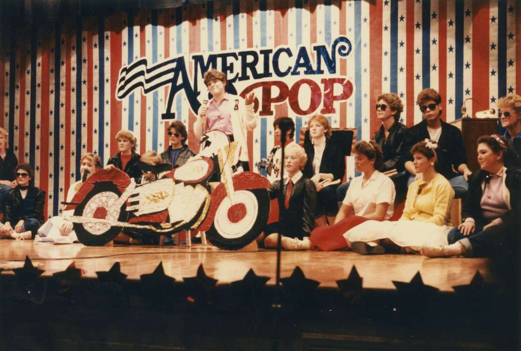 McGrane, Janet, history of Iowa, Iowa History, stage, Entertainment, performance, Fairbank, IA, sunglasses, costume, Iowa, Schools and Education, Children