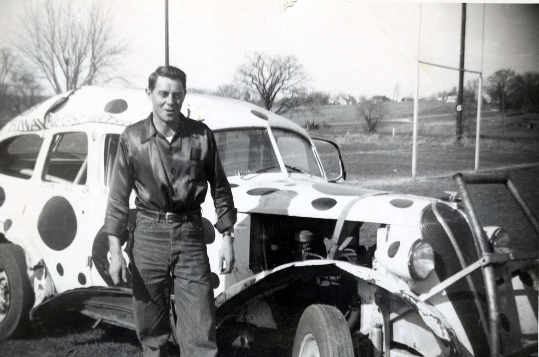 Portraits - Individual, Waterloo, IA, Iowa History, Iowa, Motorized Vehicles, Volgarino, Jim, racecar driver, racecar, history of Iowa