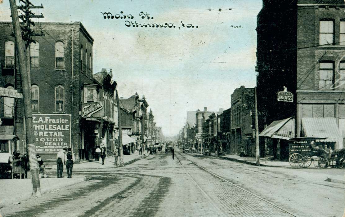 Lemberger, LeAnn, Cities and Towns, storefront, Iowa History, Iowa, history of Iowa, Ottumwa, IA, sign, mainstreet, horse and buggy, Main Streets & Town Squares