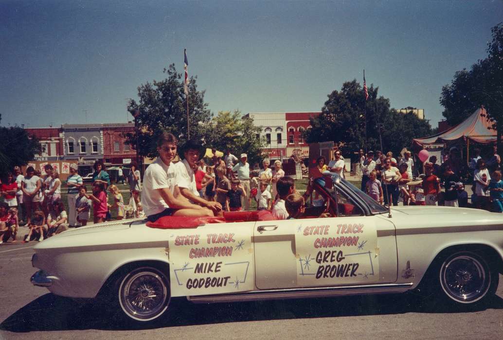 Brower, Greg, history of Iowa, Iowa History, Motorized Vehicles, car, crowd, Fairs and Festivals, convertible, Iowa, Cities and Towns, champion, Sports, Red Oak, IA, Portraits - Individual