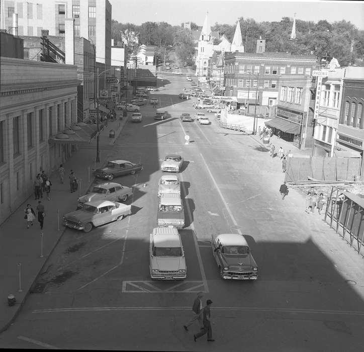 Main Streets & Town Squares, history of Iowa, Religious Structures, Ottumwa, IA, Iowa History, Lemberger, LeAnn, downtown, car, parking lot, Iowa, Cities and Towns, street