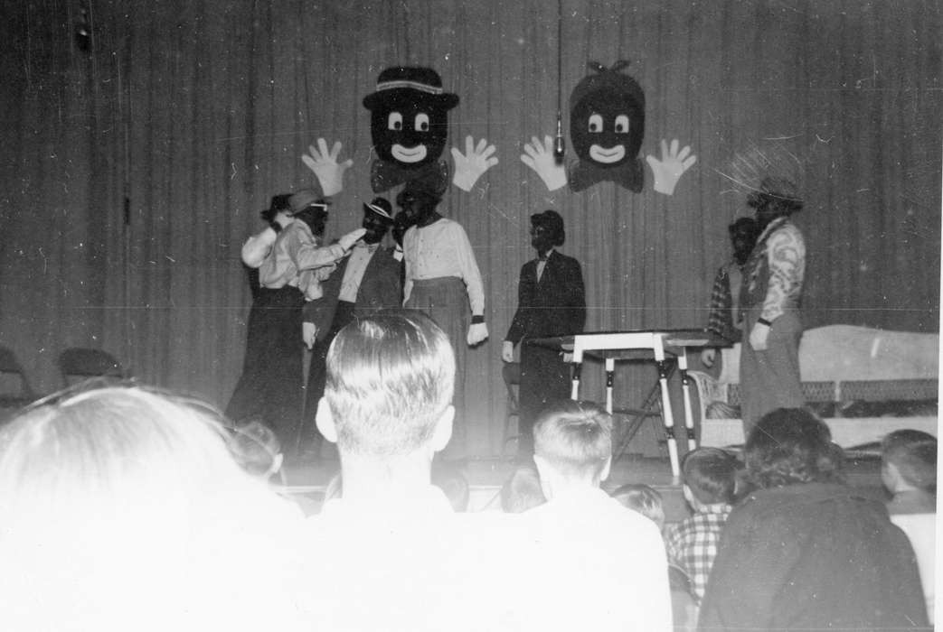 Mountain, Carole, stereotype of african american, Iowa History, Iowa, Schools and Education, play, minstrel, stereotype, Orange, IA, Entertainment, blackface, Children, history of Iowa