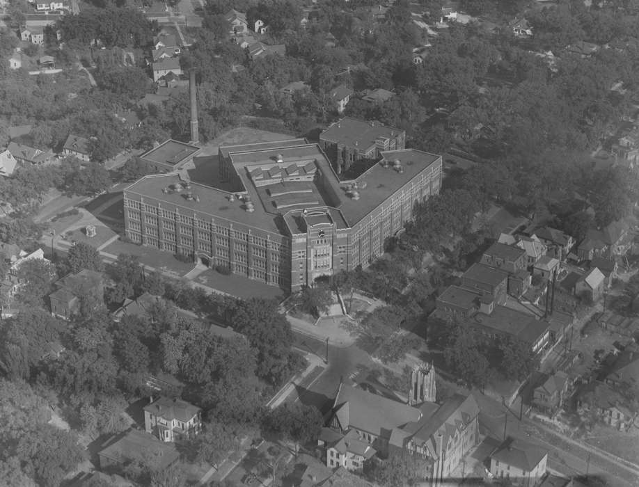 neighborhood, Cities and Towns, Iowa History, Iowa, Schools and Education, Lemberger, LeAnn, Ottumwa, IA, Aerial Shots, high school, history of Iowa