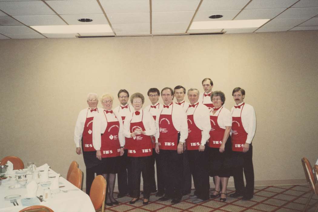 Portraits - Group, history of Iowa, Iowa History, Civic Engagement, Waverly, IA, Iowa, dining set, apron, Waverly Public Library, Labor and Occupations