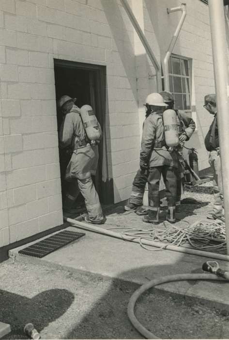 Cities and Towns, hose, Labor and Occupations, Waverly Public Library, power plant, firefighters, Iowa, history of Iowa, Iowa History, fire extinguisher, Waverly, IA