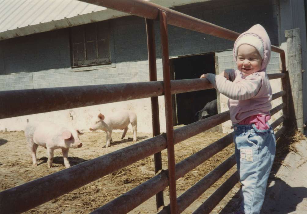 Rehder, Kylon, Iowa, pig, Animals, Children, Portraits - Individual, Paullina, IA, Farms, history of Iowa, pigs, hog, Iowa History