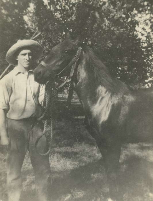 history of Iowa, Iowa History, Adam, Susan, Animals, Center Point, IA, Iowa, horse, Portraits - Individual