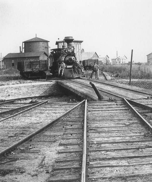 houses, train, Horgen, Susan, Iowa, tracks, Train Stations, train tracks, Mona, IA, history of Iowa, railroad, bridge, prarie grass, Motorized Vehicles, Iowa History, silo