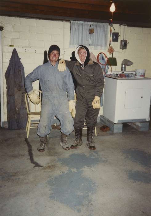 Portraits - Group, boots, Rehder, Kylon, Iowa, garage, snow gear, snowsuit, Paullina, IA, Winter, history of Iowa, gloves, Iowa History