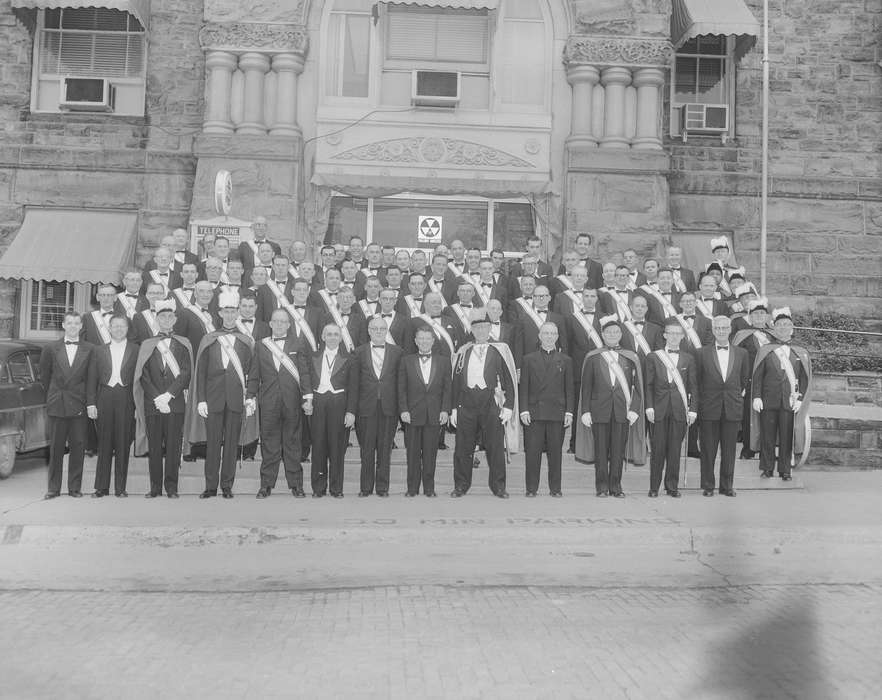Portraits - Group, Military and Veterans, stone building, history of Iowa, uniform, Ottumwa, IA, Iowa History, Iowa, Lemberger, LeAnn