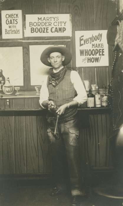 IA, Schlawin, Kent, Iowa, alcohol, Iowa History, Portraits - Individual, photo shoot, whiskey, history of Iowa, cowboy, costume