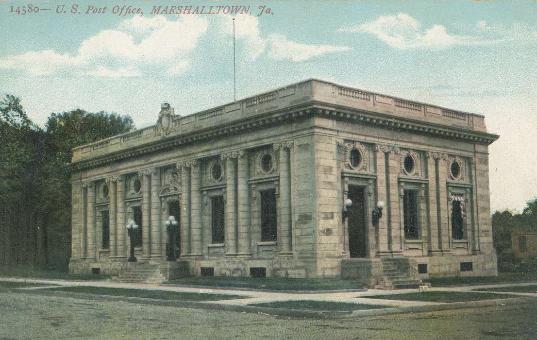 post office, history of Iowa, Iowa History, Businesses and Factories, postcard, Iowa, Cities and Towns, Shaulis, Gary