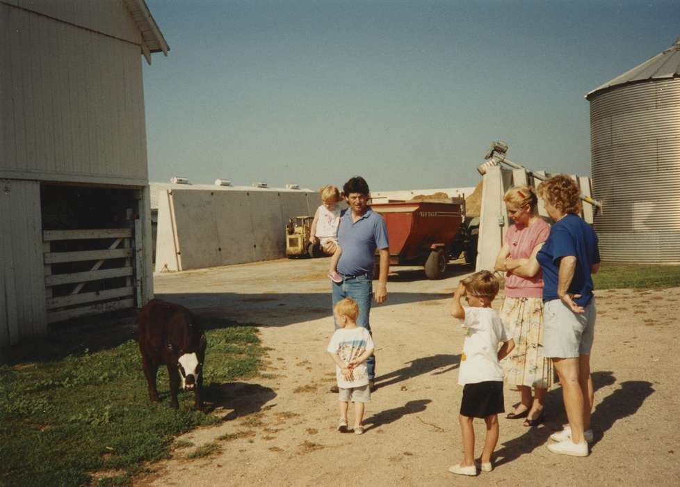 parents, history of Iowa, gravel, Farms, Barns, rural, Animals, calf barn, Iowa, silo, grain bin, calf, Pocahontas, IA, barn, Iowa History, Aden, Marilyn, Farming Equipment