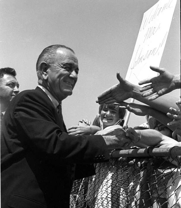 handshake, politician, Portraits - Individual, Iowa History, history of Iowa, Civic Engagement, president, lyndon b. johnson, Iowa, Lemberger, LeAnn, Des Moines, IA