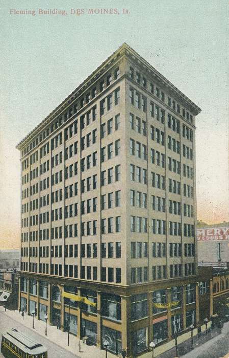 Cities and Towns, Iowa History, Iowa, postcard, Businesses and Factories, history of Iowa, street car, Shaulis, Gary