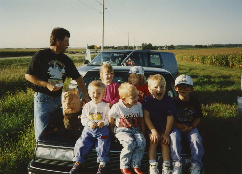 Aden, Marilyn, rural, Iowa, grass, chicago bulls, laugh, cornfield, Leisure, Children, mcdonald's, car, father, Storm Lake, IA, history of Iowa, Motorized Vehicles, Iowa History, happy