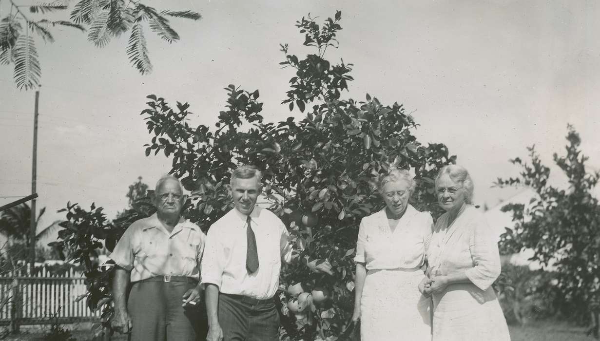 Miami, FL, Iowa History, McMurray, Doug, fruit, tie, glasses, Iowa, history of Iowa, Portraits - Group, Travel, orange tree
