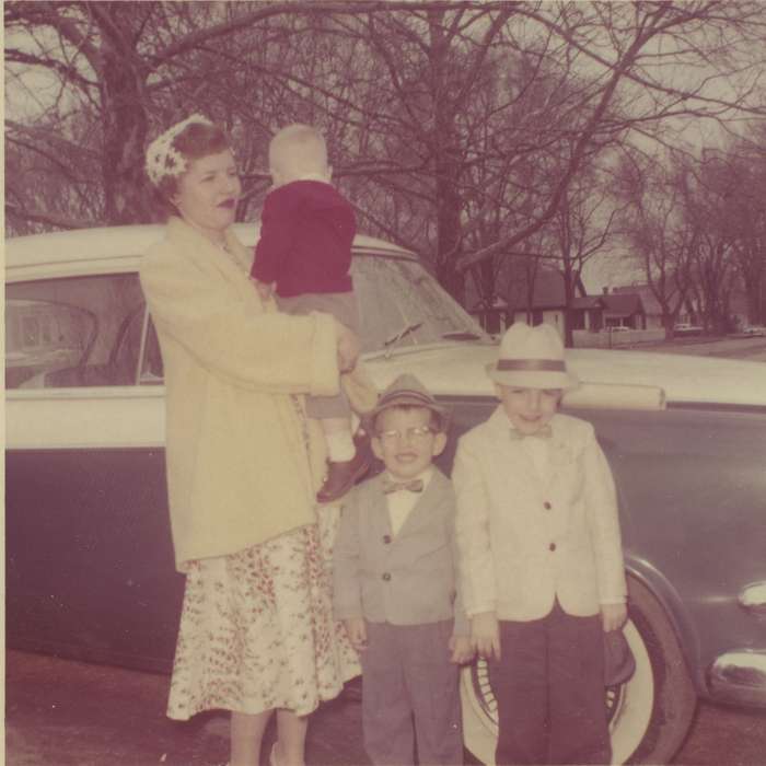 Iowa History, Iowa, history of Iowa, Council Bluffs, IA, suits, car, Families, Henderson, Dan, hats