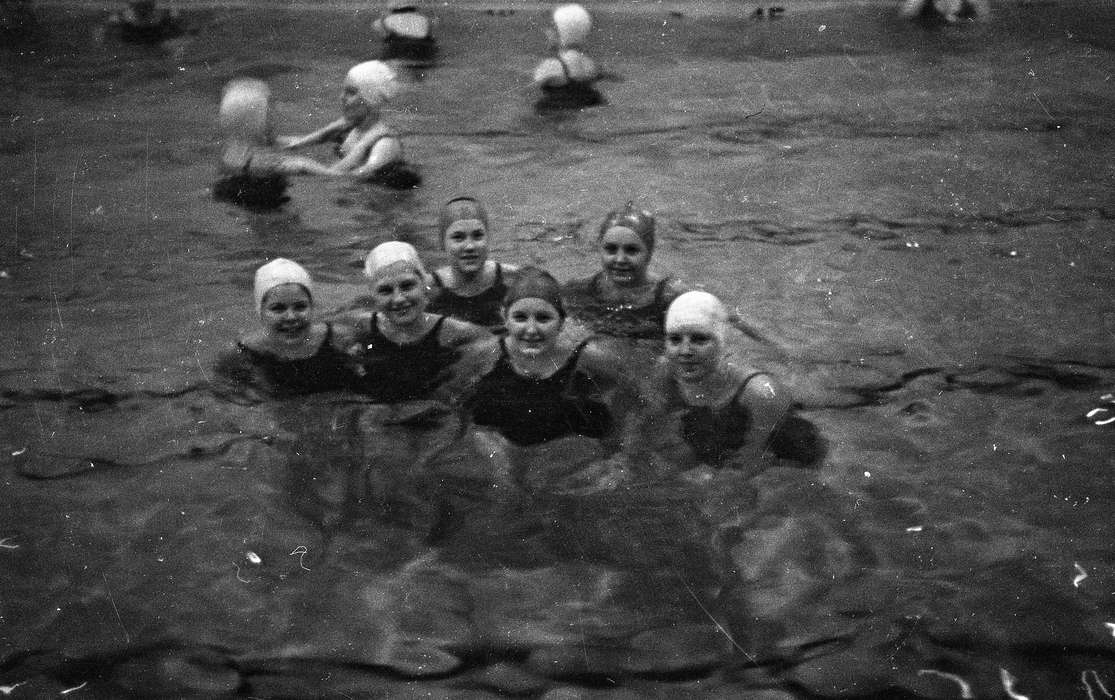 Portraits - Group, Cedar Falls, IA, history of Iowa, Iowa History, swimming cap, uni, iowa state teachers college, swimming pool, UNI Special Collections & University Archives, Iowa, Schools and Education, university of northern iowa, pool