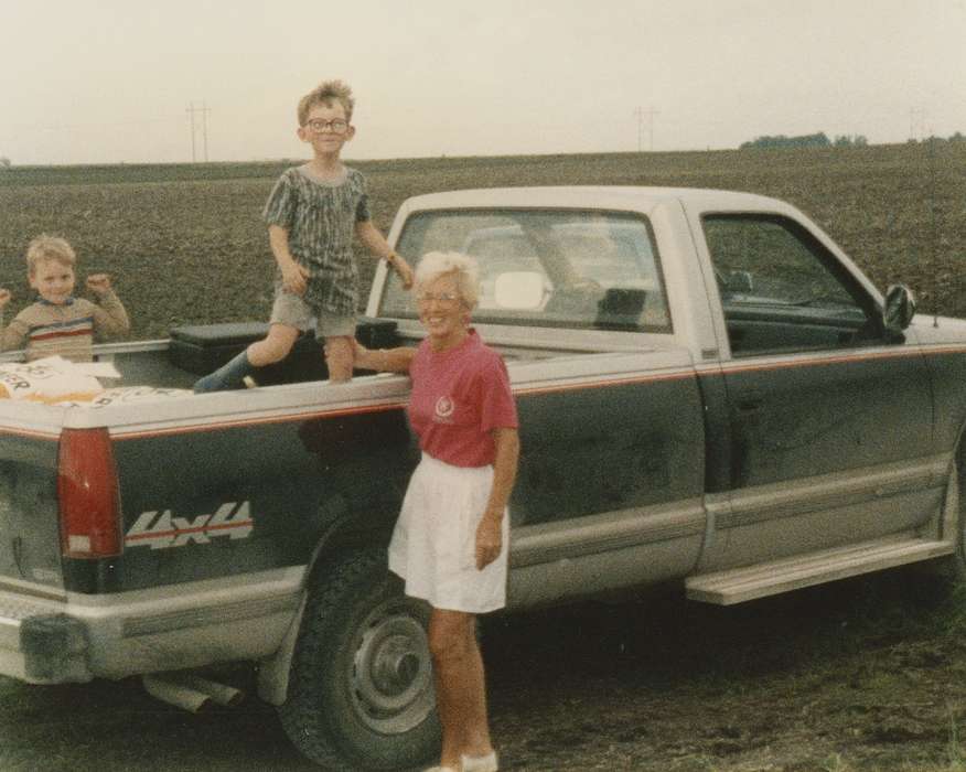 Portraits - Group, chevrolet, Iowa History, Iowa, Motorized Vehicles, field, single cab, chevy, truck, Farms, Palmer, IA, Aden, Marilyn, 1500, Children, pickup, history of Iowa