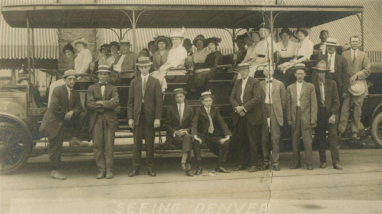 Portraits - Group, Travel, history of Iowa, Iowa History, Motorized Vehicles, Denver, CO, Iowa, LeQuatte, Sue, bus