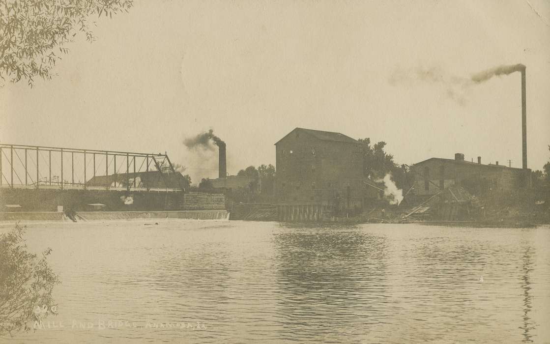 Hatcher, Cecilia, bridge, history of Iowa, Iowa History, Lakes, Rivers, and Streams, smokestack, Iowa, Anamosa, IA, dam