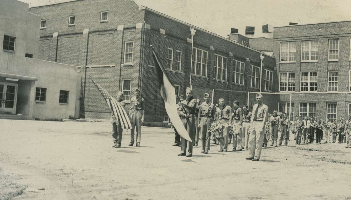 flag, history of Iowa, McMurray, Doug, Iowa, parade, boy scouts, Children, Webster City, IA, Iowa History, Portraits - Group