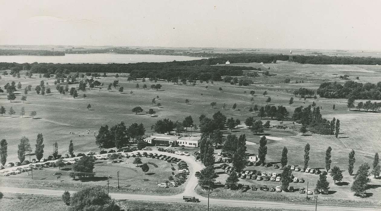 Outdoor Recreation, country club, Iowa, Phillips, Renee, Okoboji, IA, Leisure, Aerial Shots, history of Iowa, Iowa History