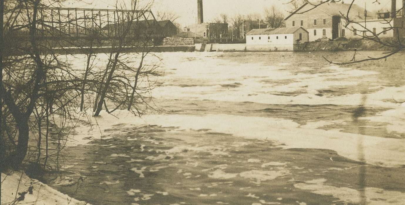 bridge, Iowa History, Lakes, Rivers, and Streams, ice, Iowa, Anamosa, IA, dam, Hatcher, Cecilia, history of Iowa, Winter