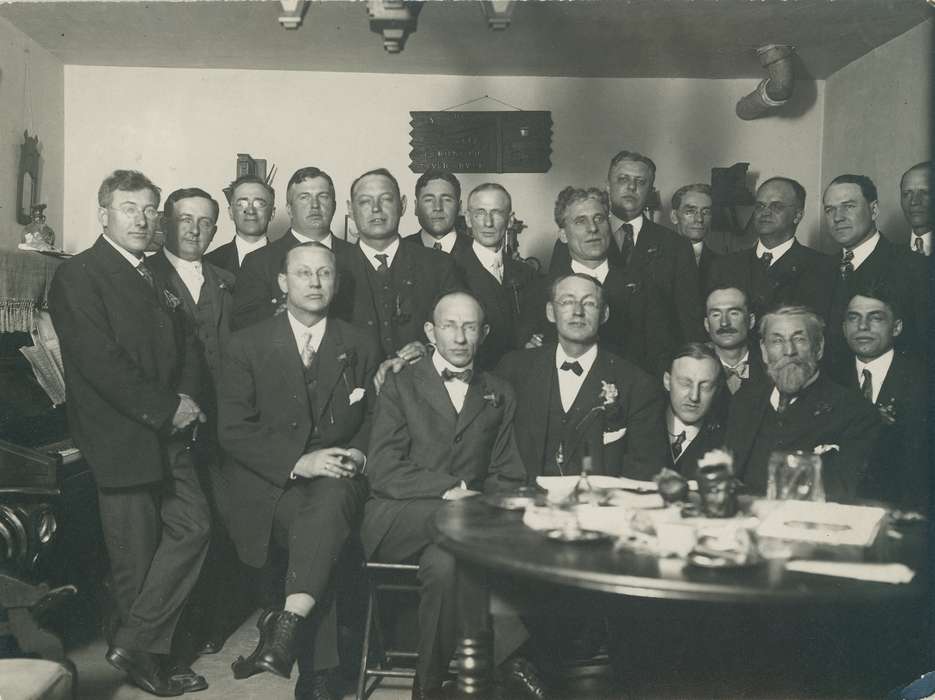 Portraits - Group, bow tie, history of Iowa, Iowa History, Entertainment, tie, Waverly, IA, dr. william a. rohlf, glasses, Iowa, mustache, Waverly Public Library, suit