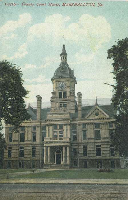 Iowa, Cities and Towns, court house, history of Iowa, postcard, Iowa History, Shaulis, Gary