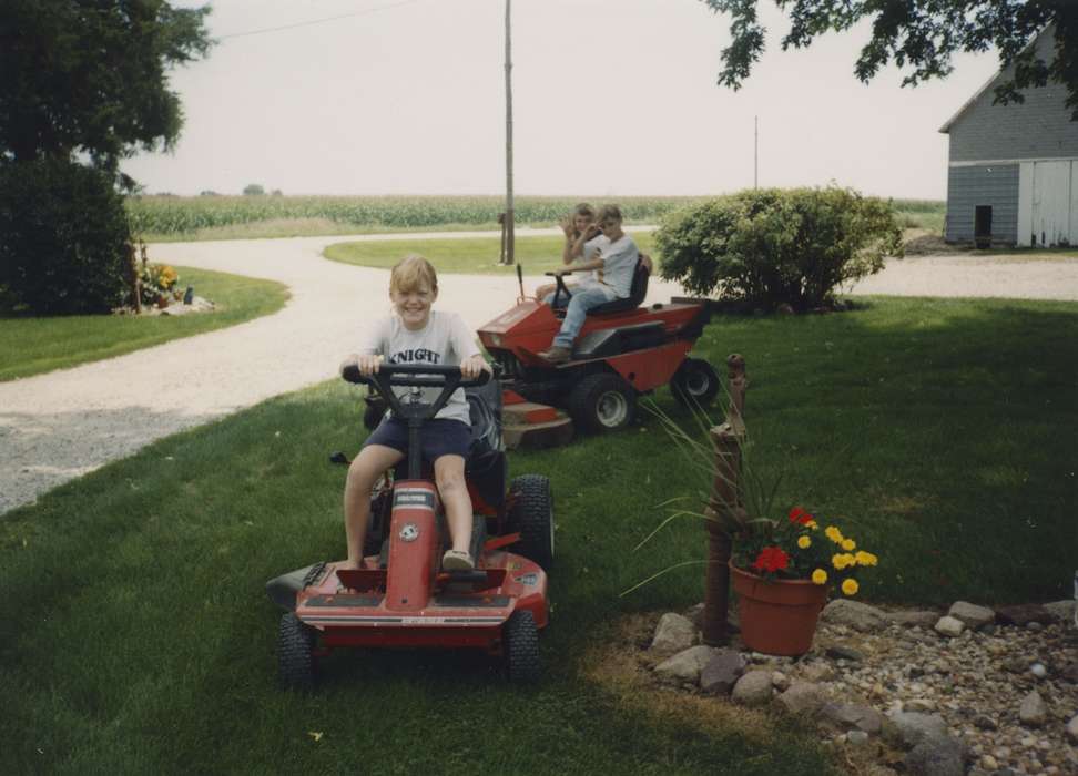 Outdoor Recreation, Aden, Marilyn, Iowa, Motorized Vehicles, Children, lawn mower, Farms, history of Iowa, Palmer, IA, Iowa History