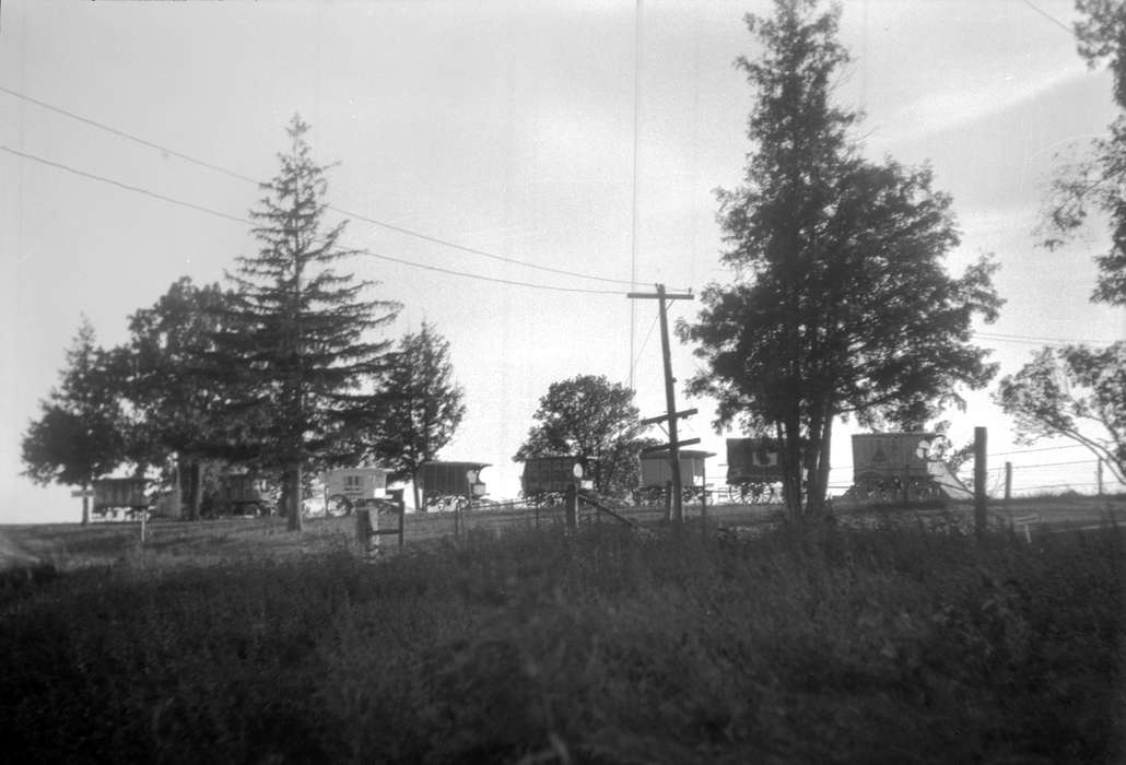 stone city art colony, history of Iowa, Lemberger, LeAnn, ice wagon, Iowa, Stone City, IA, fence, Outdoor Recreation, Iowa History, wagon, tree, telephone pole