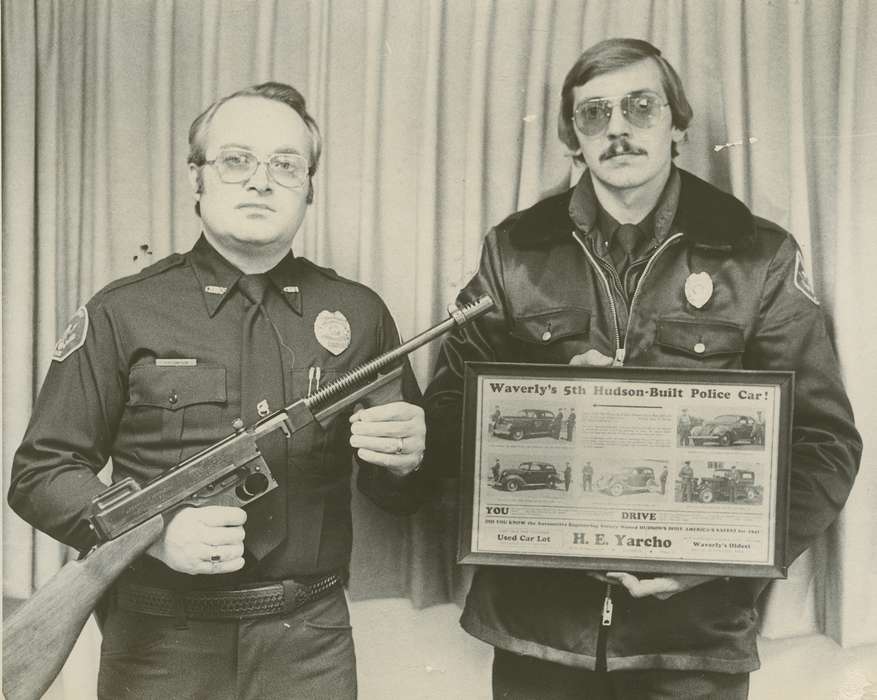 Portraits - Group, glasses, sunglasses, Iowa History, Iowa, Waverly Public Library, uniform, Labor and Occupations, Waverly, IA, history of Iowa, police, police officer