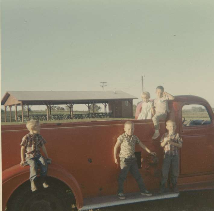 Portraits - Group, Iowa History, Iowa, Motorized Vehicles, IA, truck, Children, Benda, Carolyn, history of Iowa