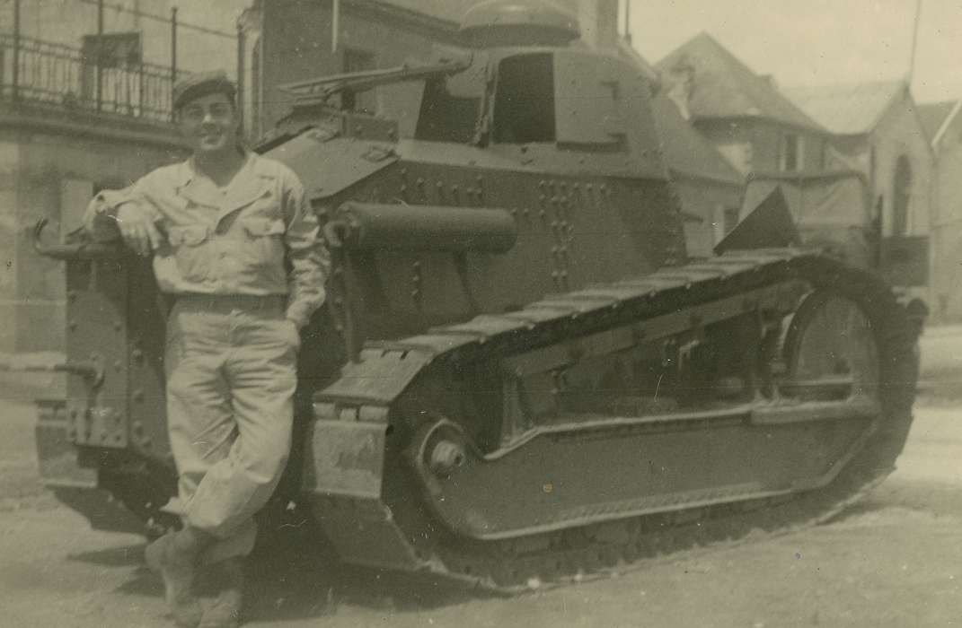 France, world war ii, Motorized Vehicles, Military and Veterans, Iowa History, Campopiano Von Klimo, Melinda, Iowa, history of Iowa, Portraits - Individual, wwii, tank, Travel