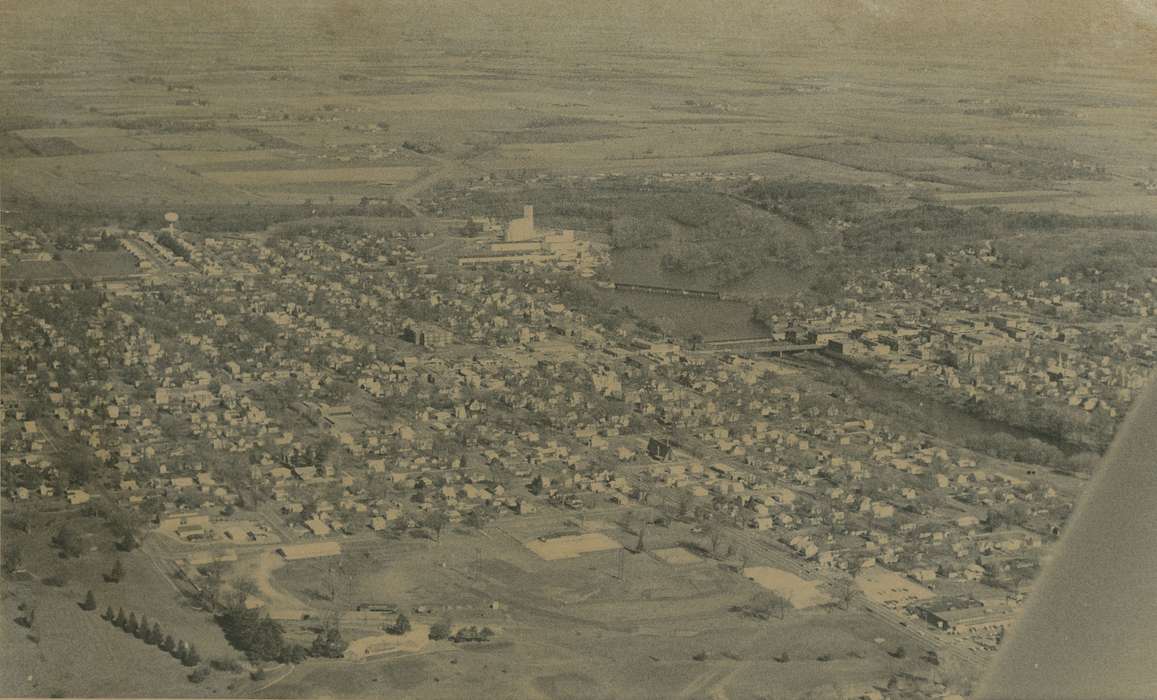 history of Iowa, Iowa History, fairground, field, Waverly, IA, building, Aerial Shots, Iowa, tree, correct date needed, Waverly Public Library