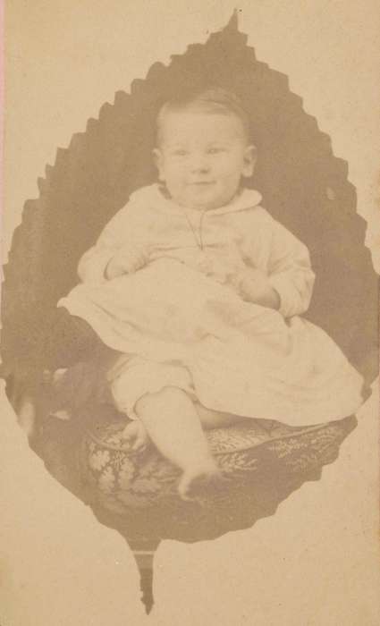 baby, Portraits - Individual, pantaloons, carte de visite, history of Iowa, Iowa, Maquoketa, IA, Olsson, Ann and Jons, Iowa History, boy, necklace