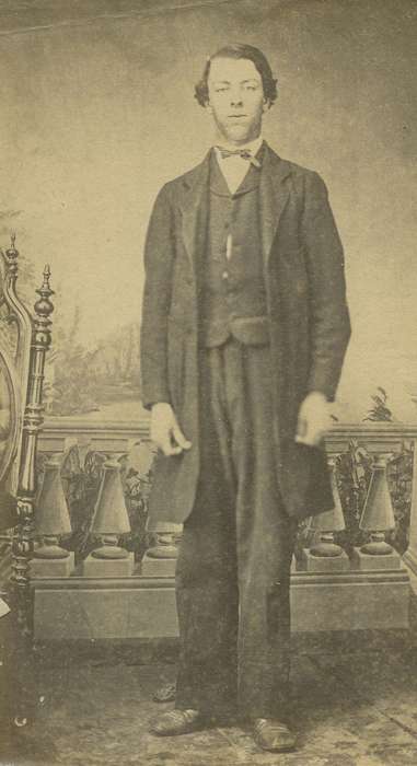 vest, Travel, Donner, Tracy, history of Iowa, Iowa History, Shelbyville, KY, chair, Iowa, bowtie, suit, Portraits - Individual