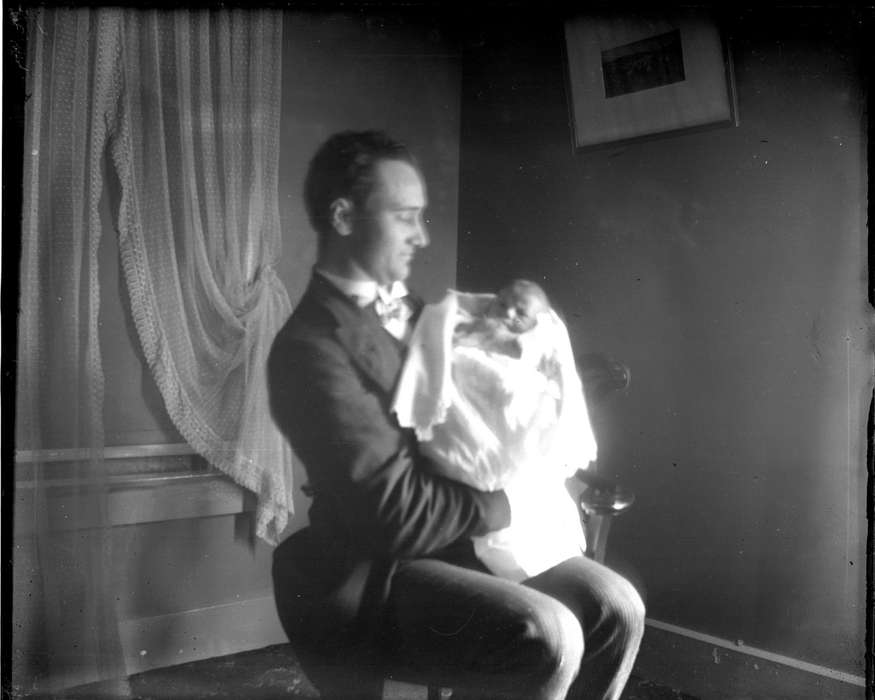 Portraits - Group, baby, curtain, Iowa, newborn, Families, Children, father, Anamosa Library & Learning Center, history of Iowa, Iowa History, Jones County, IA