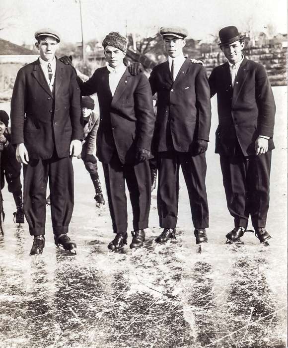 ice skating, ice rink, Anamosa, IA, history of Iowa, ice, Anamosa Library & Learning Center, Iowa, Portraits - Group, cap, Iowa History, Outdoor Recreation, Winter