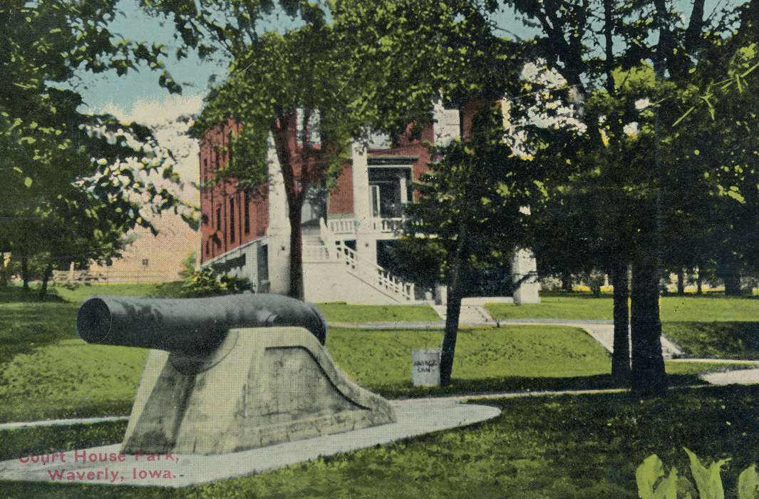 cannon, history of Iowa, Iowa History, Meyer, Sarah, Waverly, IA, postcard, Iowa, Cities and Towns