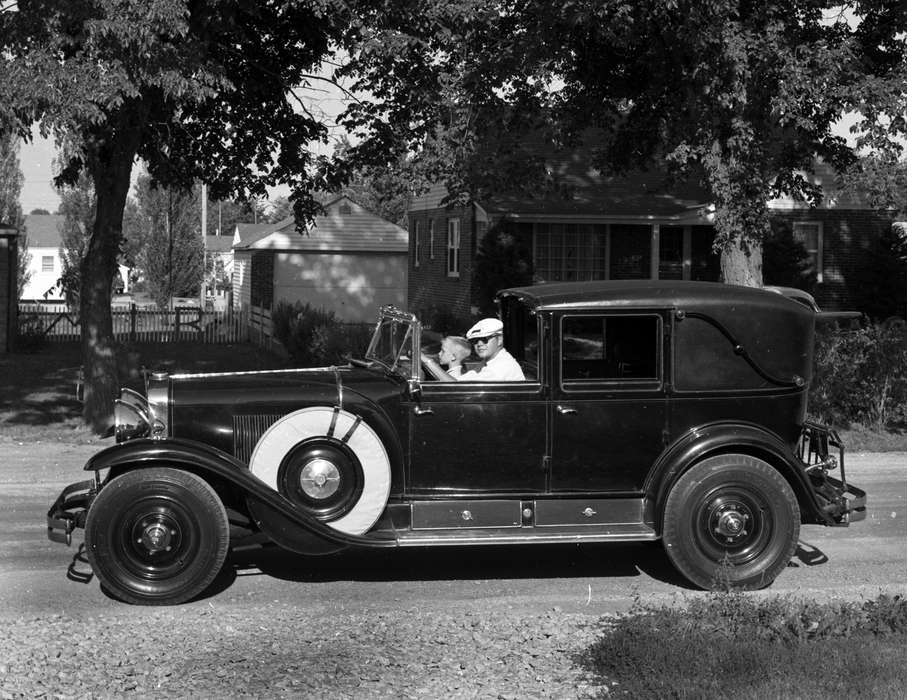 Lemberger, LeAnn, cap, Motorized Vehicles, Iowa History, Children, Iowa, history of Iowa, dirt road, car, Ottumwa, IA, Families