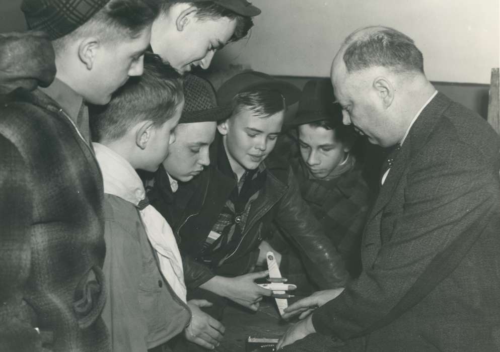 Portraits - Group, history of Iowa, Iowa History, teacher, model planes, Waverly, IA, boys, group, Iowa, Schools and Education, correct date needed, Children, Waverly Public Library