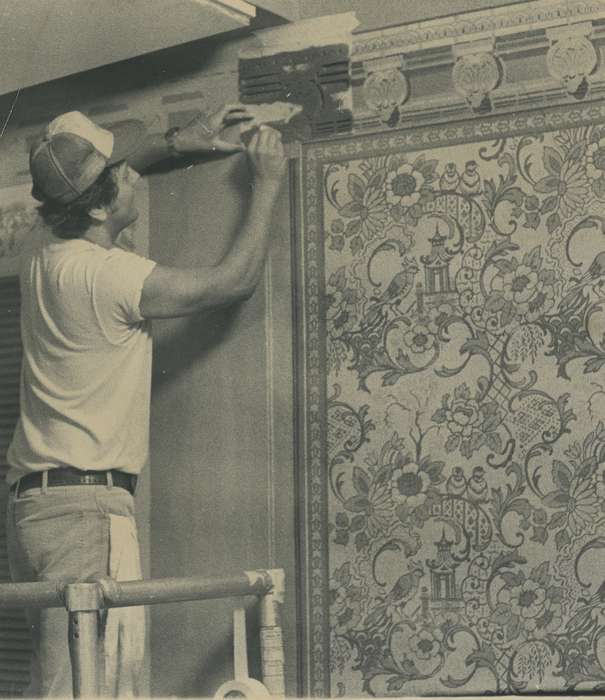 stencil artwork, Waverly Public Library, history of Iowa, Iowa History, Waverly, IA, wallpaper, Iowa, Schools and Education, repair, Portraits - Individual